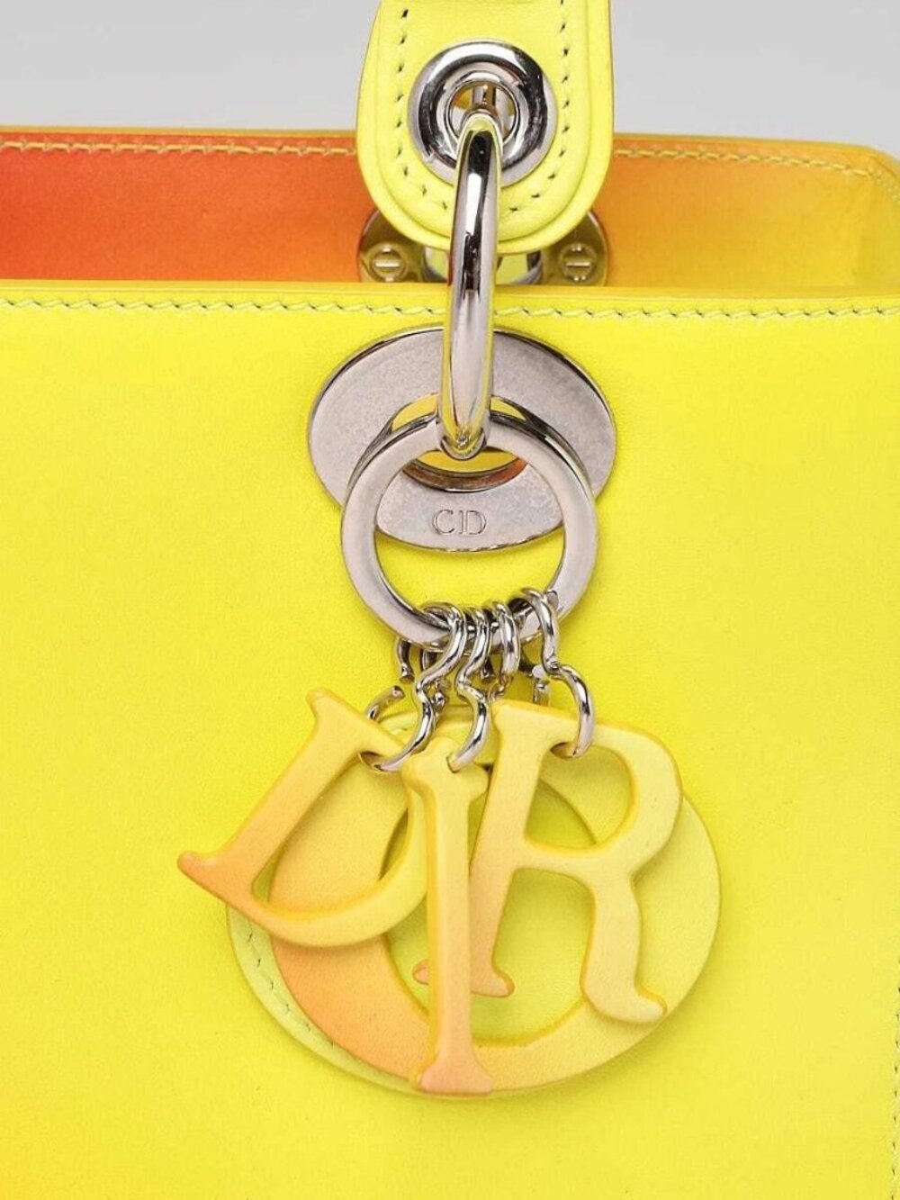 Christian Dior Yellow Orange Ombre Leather Medium Lady Dior Bag - Picture 6 of 12